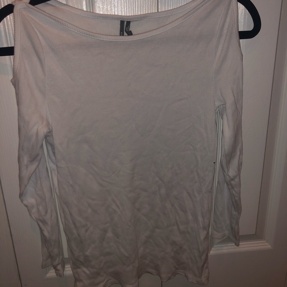 White cutout long sleeve shirt
